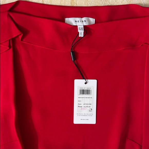 NWT REISS Robyn Ruffle Side Bodycon Dress In Red. $370 - Picture 6 of 14